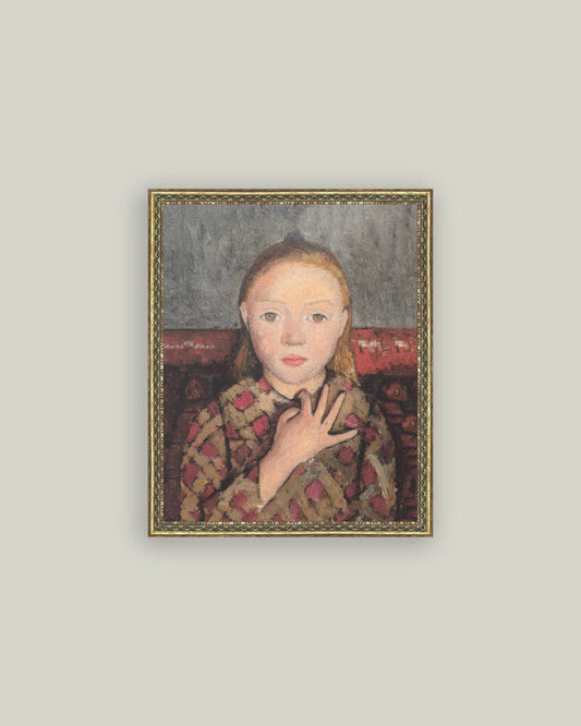 Young Girl Portrait Framed Antique Art
