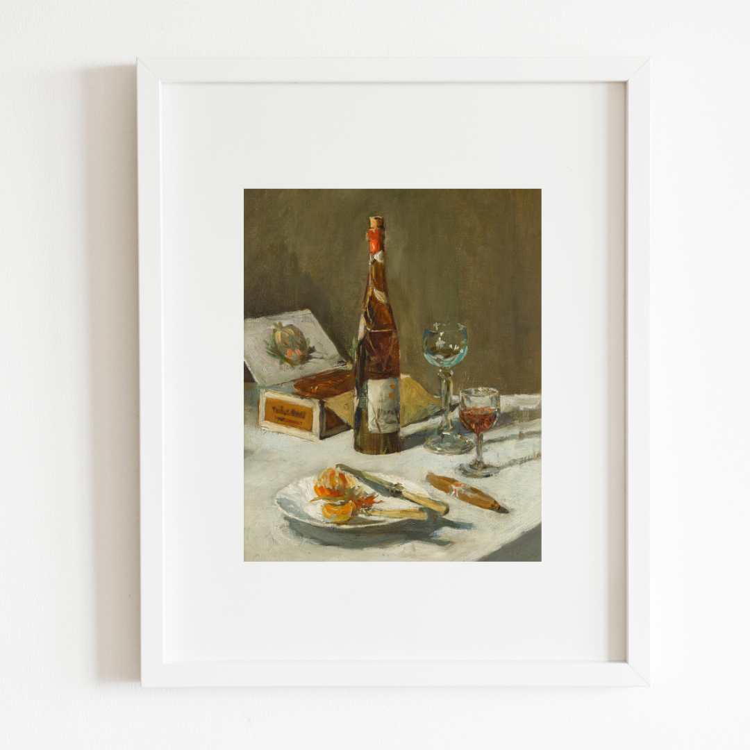 Wine and Cigars Still Life Antique Art Print