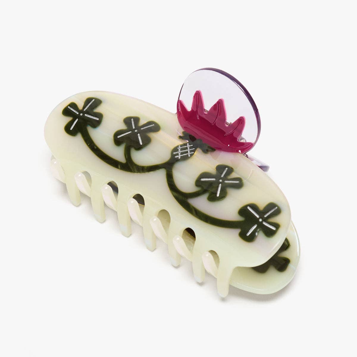 Crimson Red Clover Flower Long Acetate Hair Claw Clip