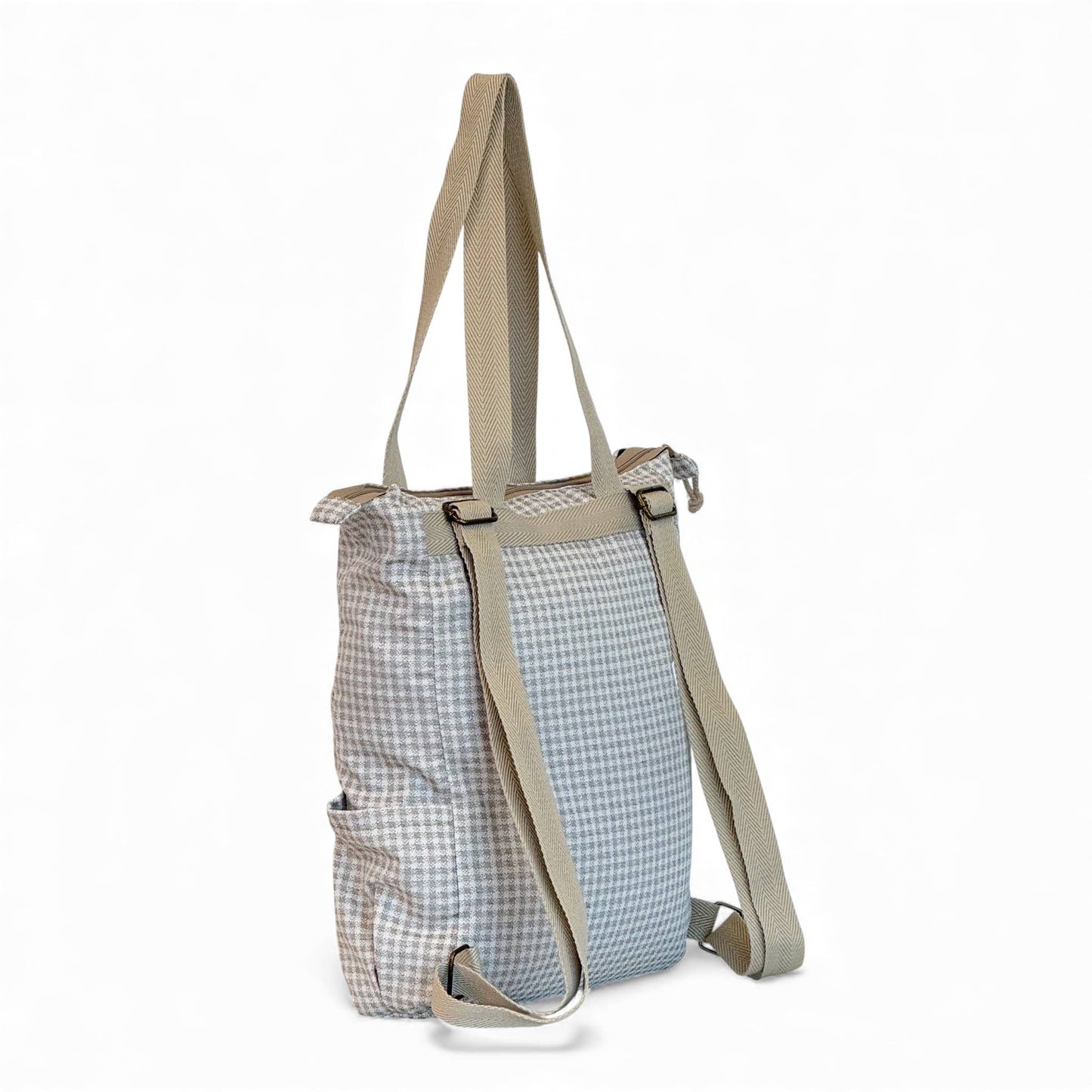 Backpack & Shoulder Bag in Beige Check