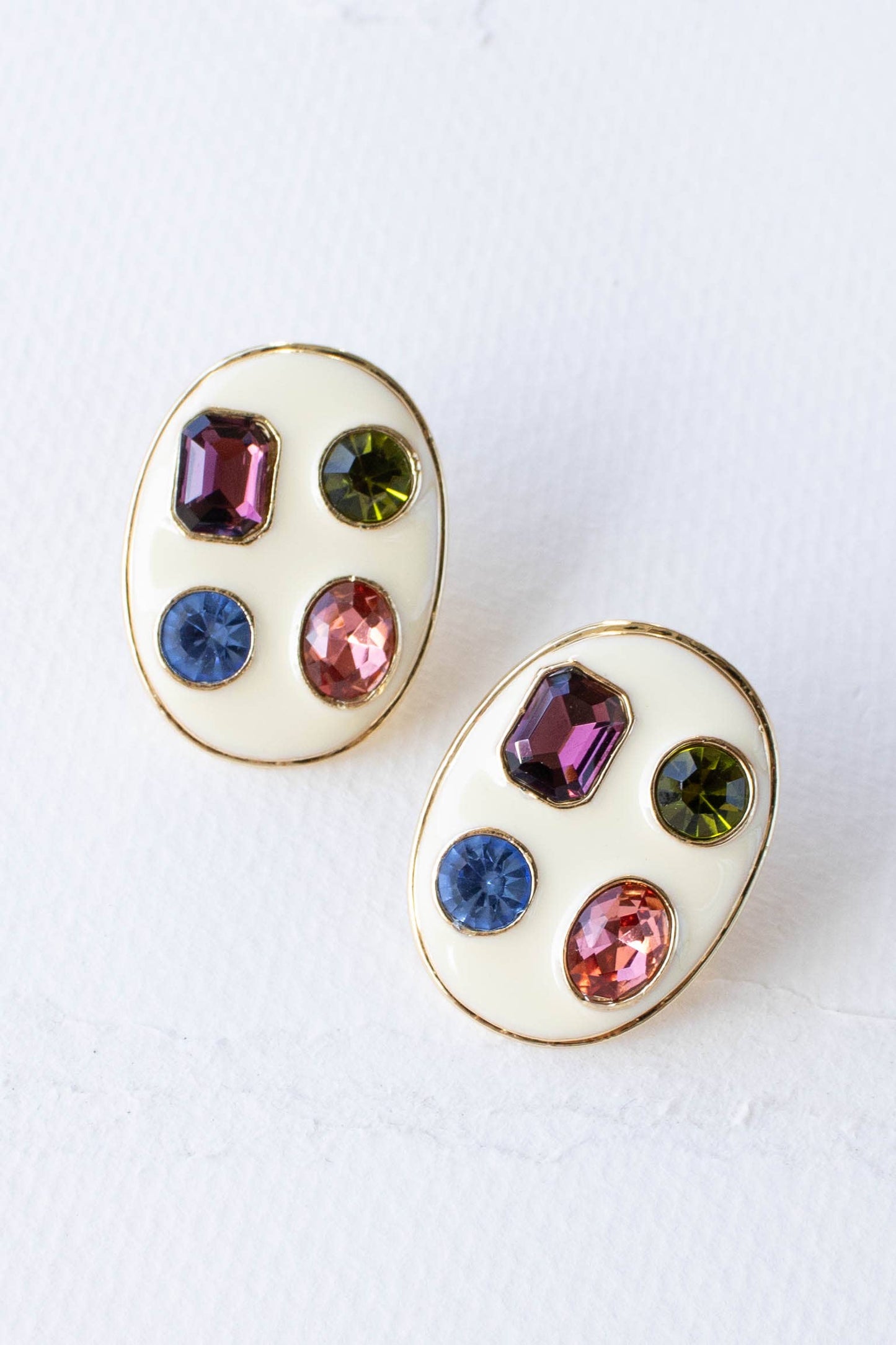 Vintage-Inspired Gemstone Oval Earrings