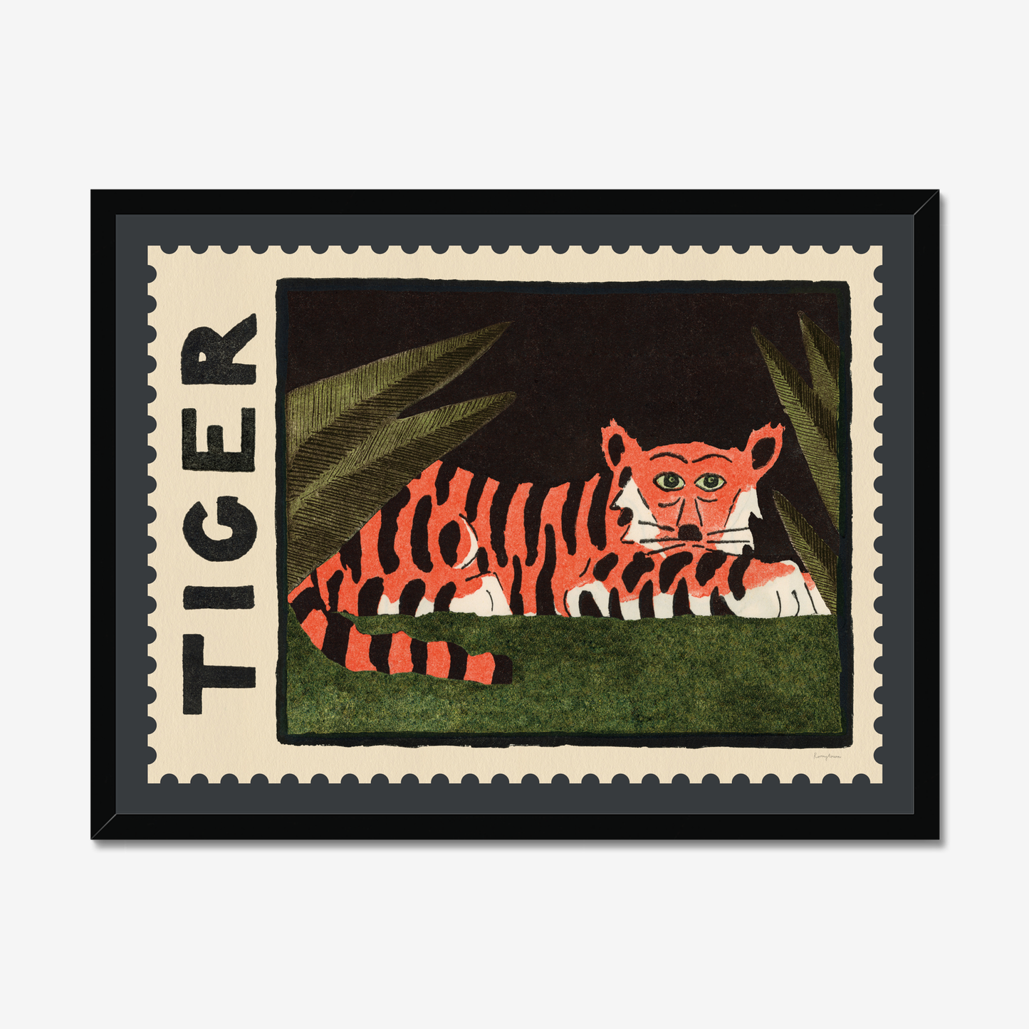 Tiger Vintage Stamp Fine Art Print