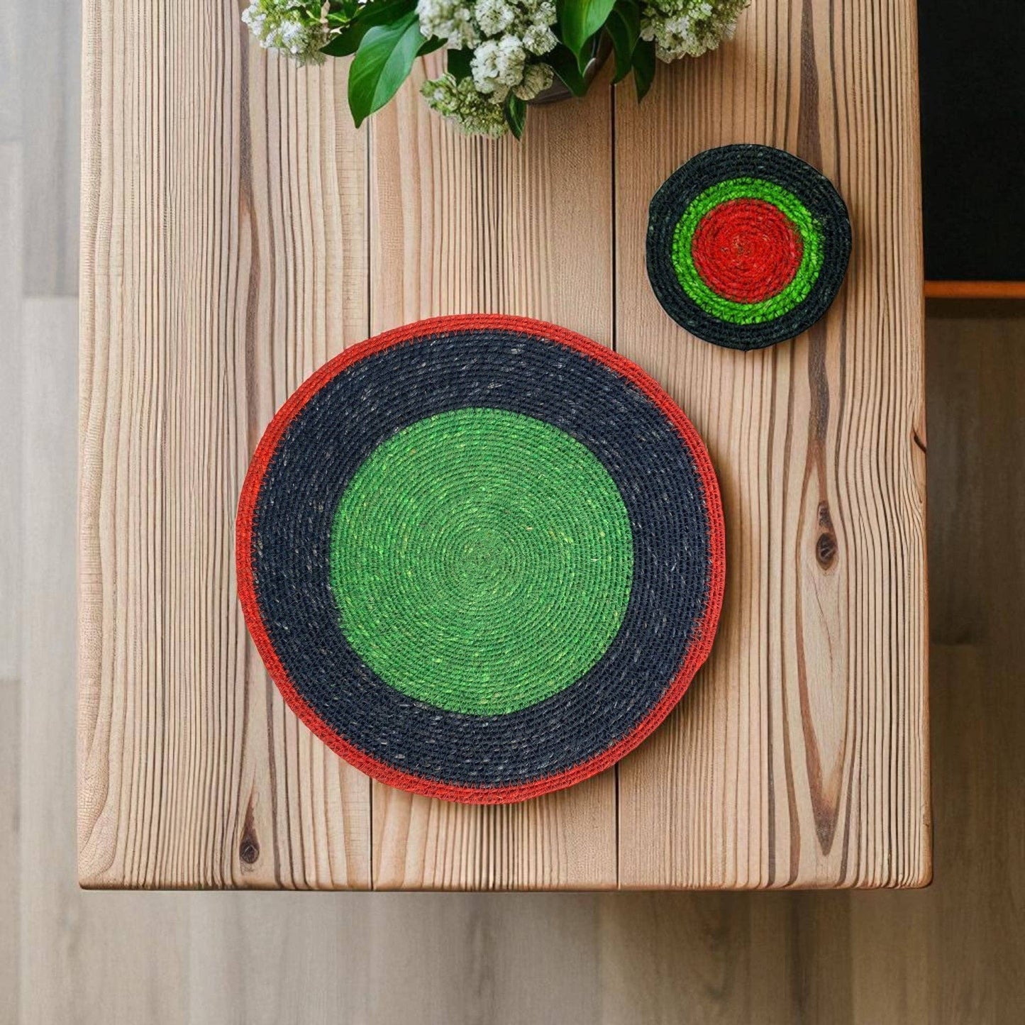 BRITISH COLOUR STANDARD Seagrass Coaster, 4.5" D - Midnight Blue / Beryl Green