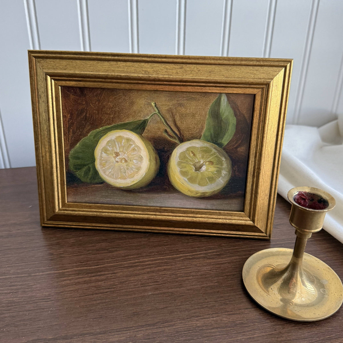 Vintage Style Lemon Still Life Art Print gallery wall Framed