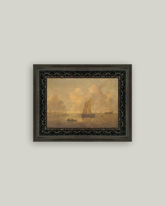 Seascape Town Framed Antique Art