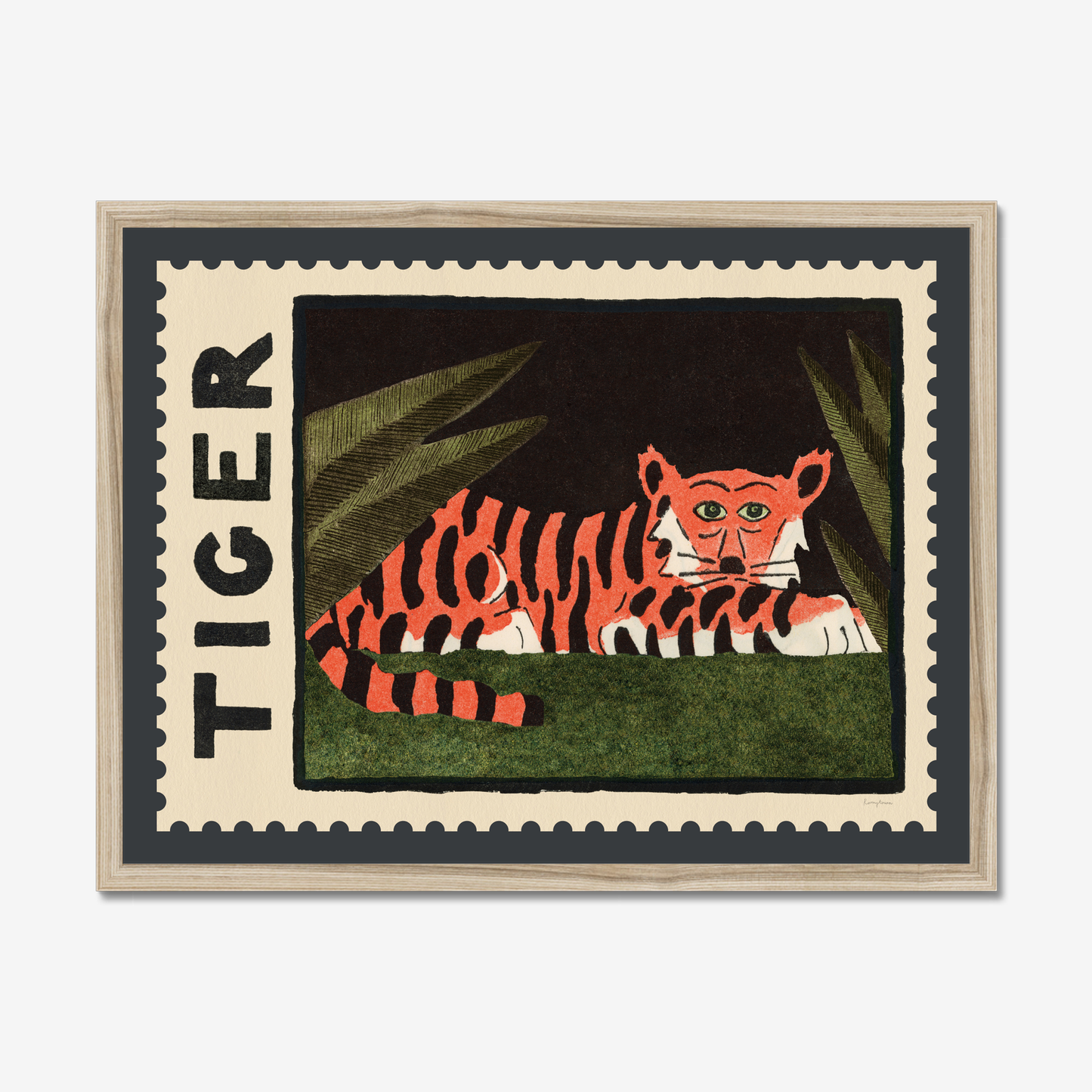 Tiger Vintage Stamp Fine Art Print
