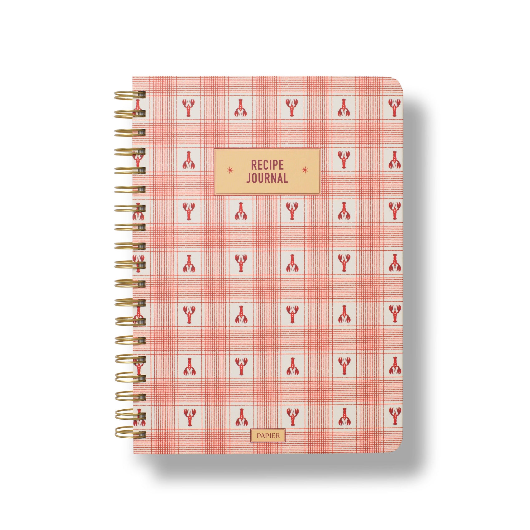Guided Recipe Journal, B5 Hardcover Spiral - Lobster Gingham
