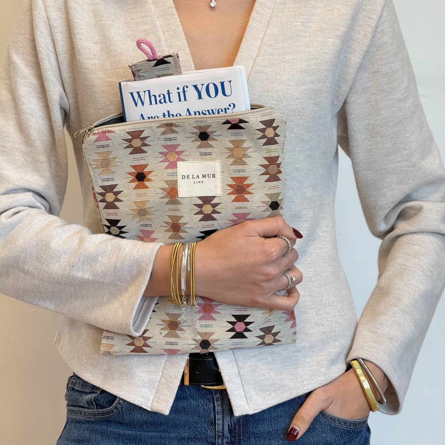 Book Cover With Matching Bookmark in Spring Geo