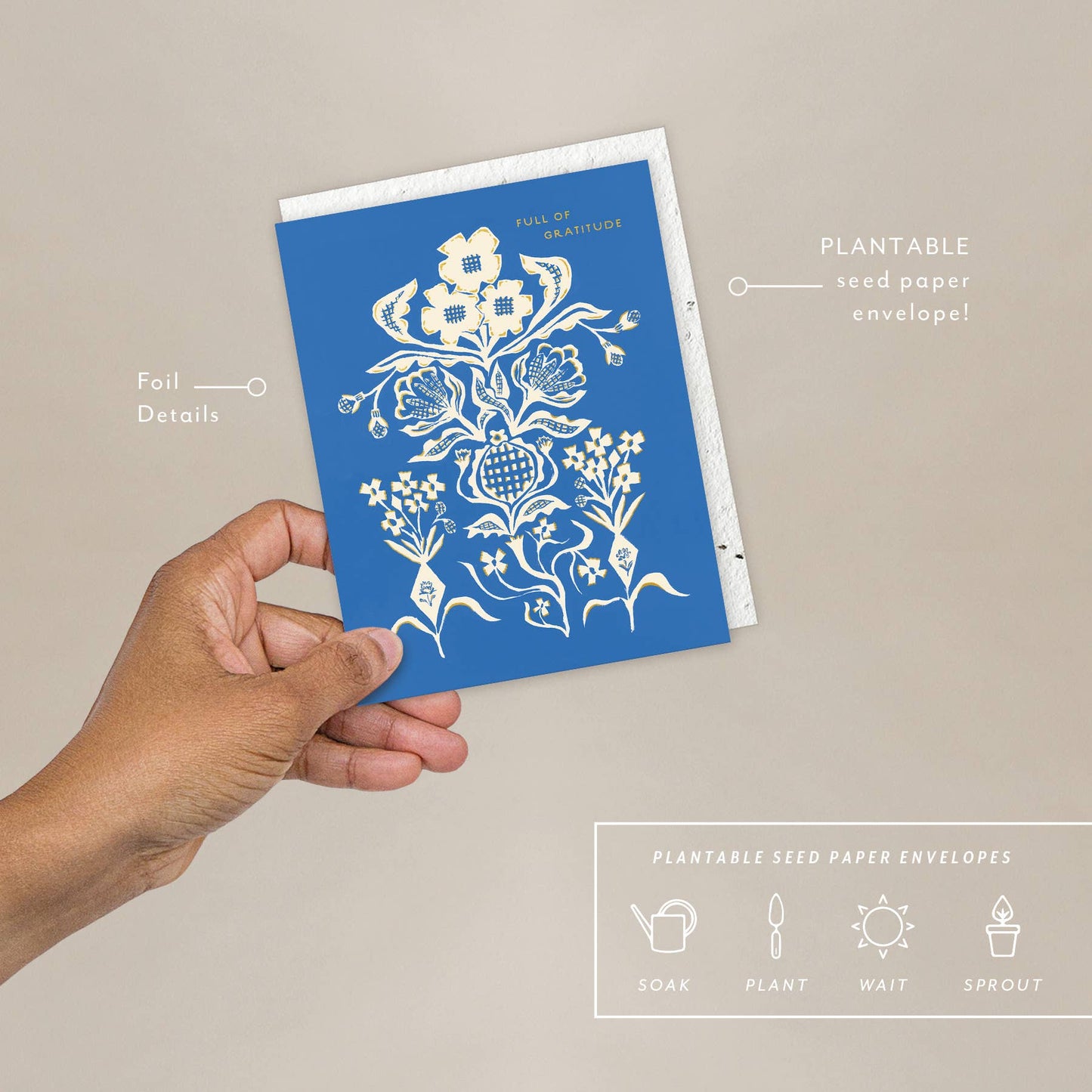 Blue Flower Bouquet - Thank You Card
