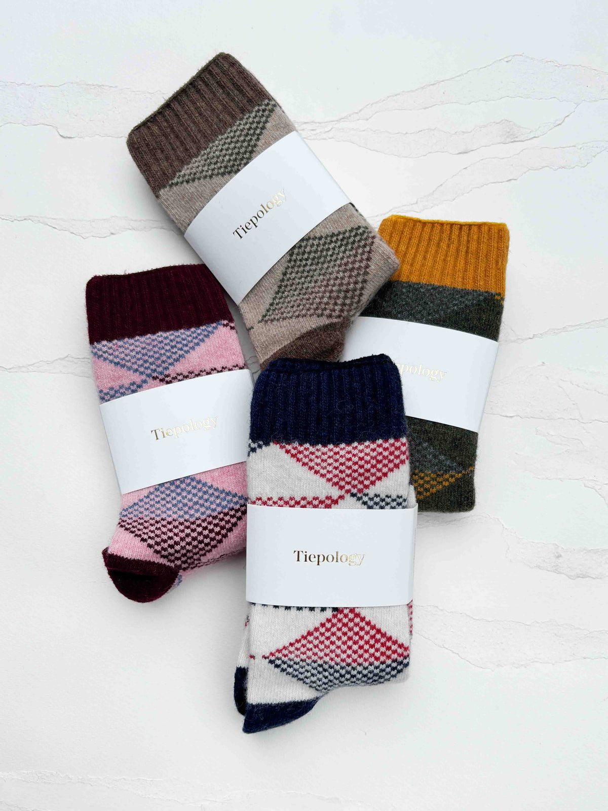 Vintage Argyle Wool Blend Cozy Socks