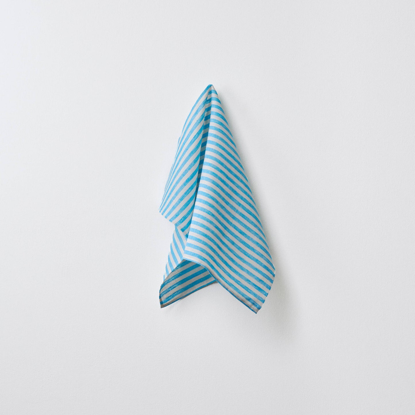 Linen Kitchen Cloth Francis: Beige turquoise stripe