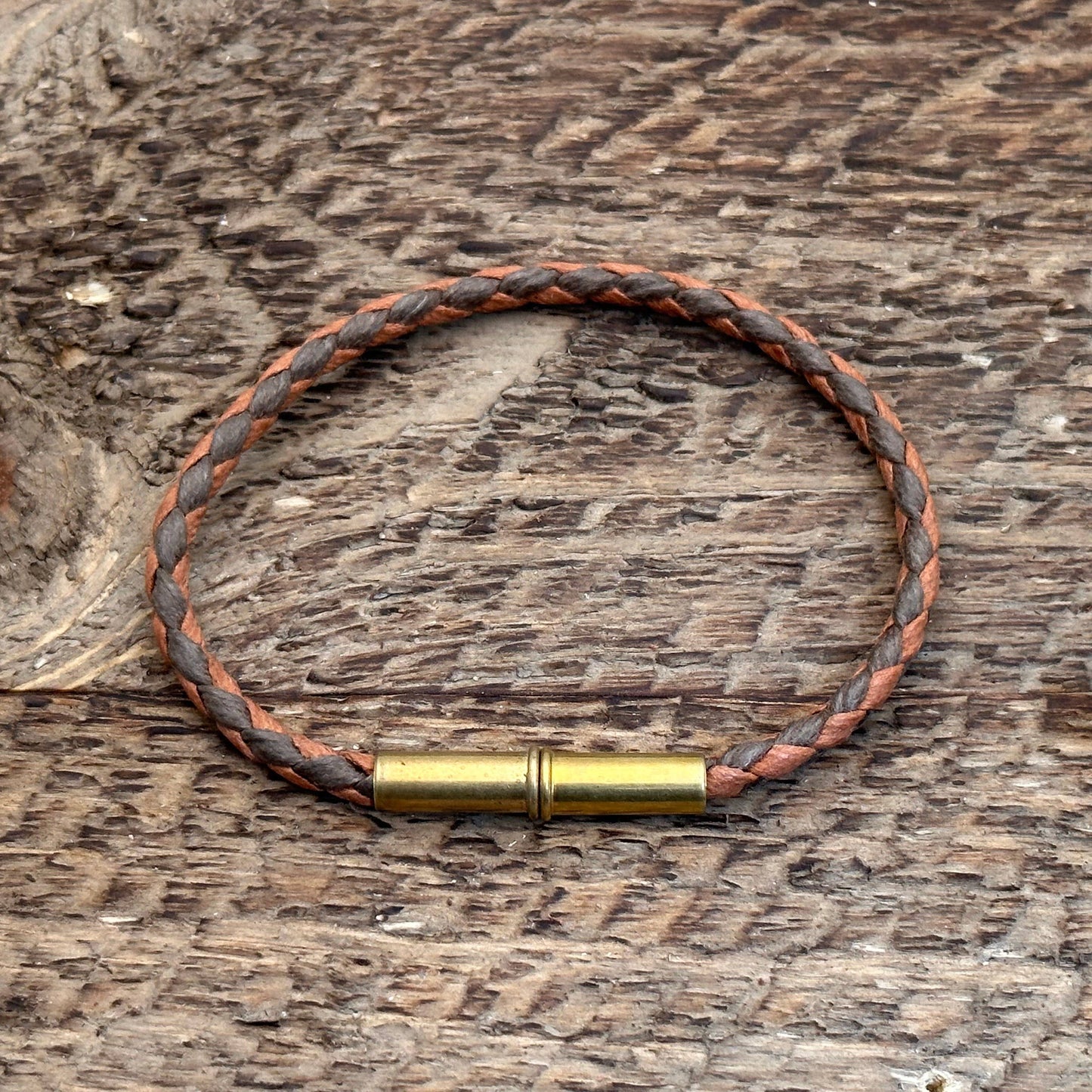 Flint Single Waxed Canvas Bracelet: Brown / Large