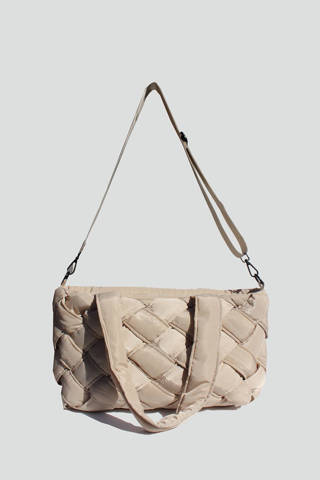 Athena Nylon Woven Tote: Tan