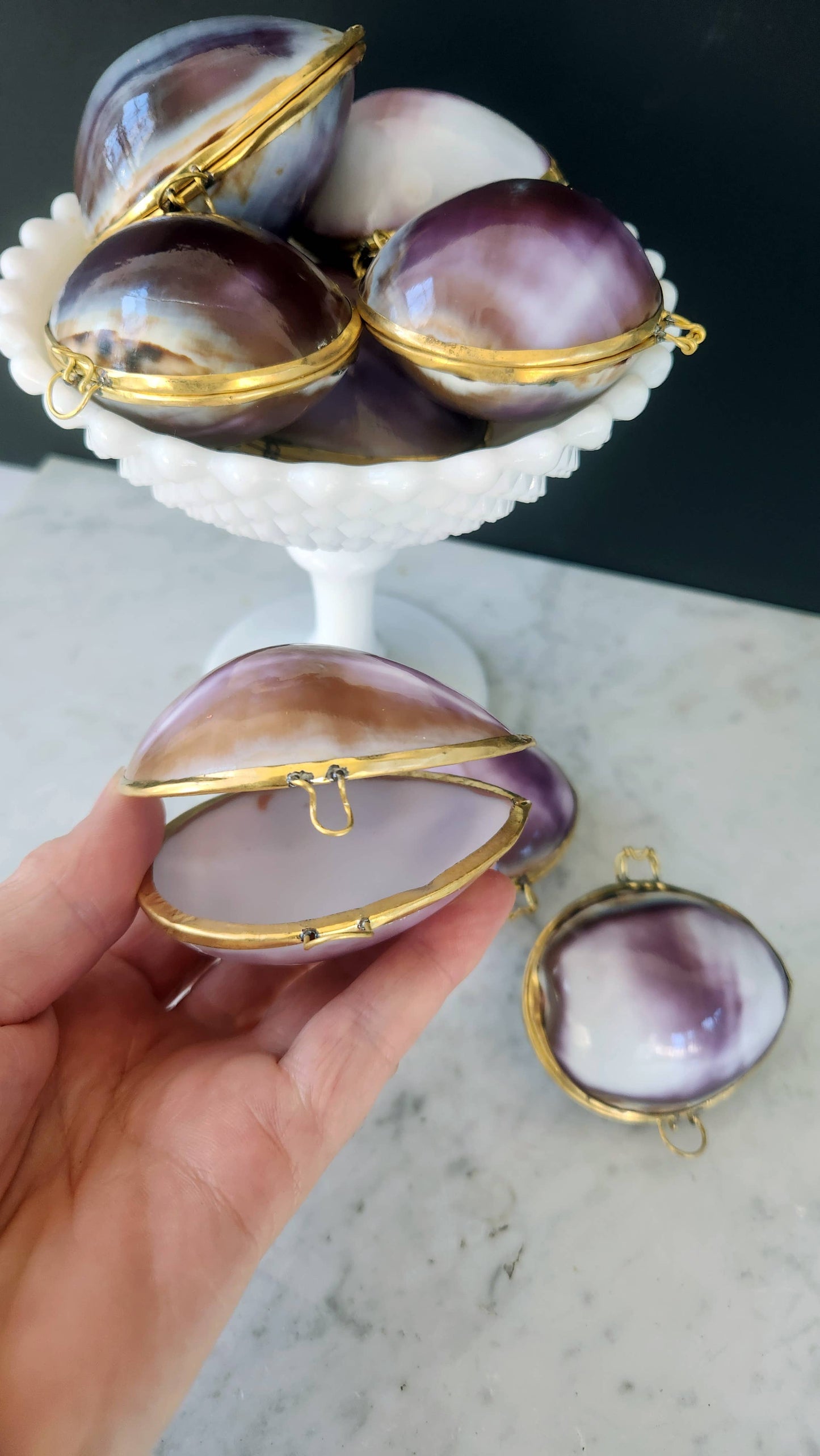 Purple Cowrie Trinket Pill Box & Coin Purse