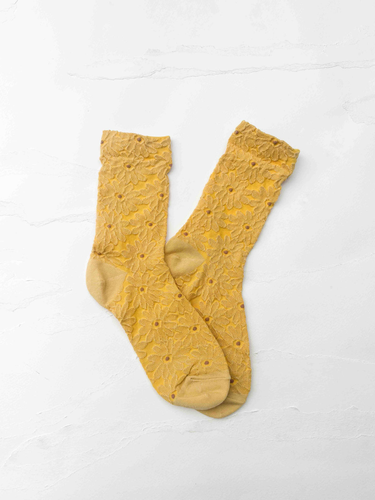 Floral Lace Cotton Blend Crew Socks
