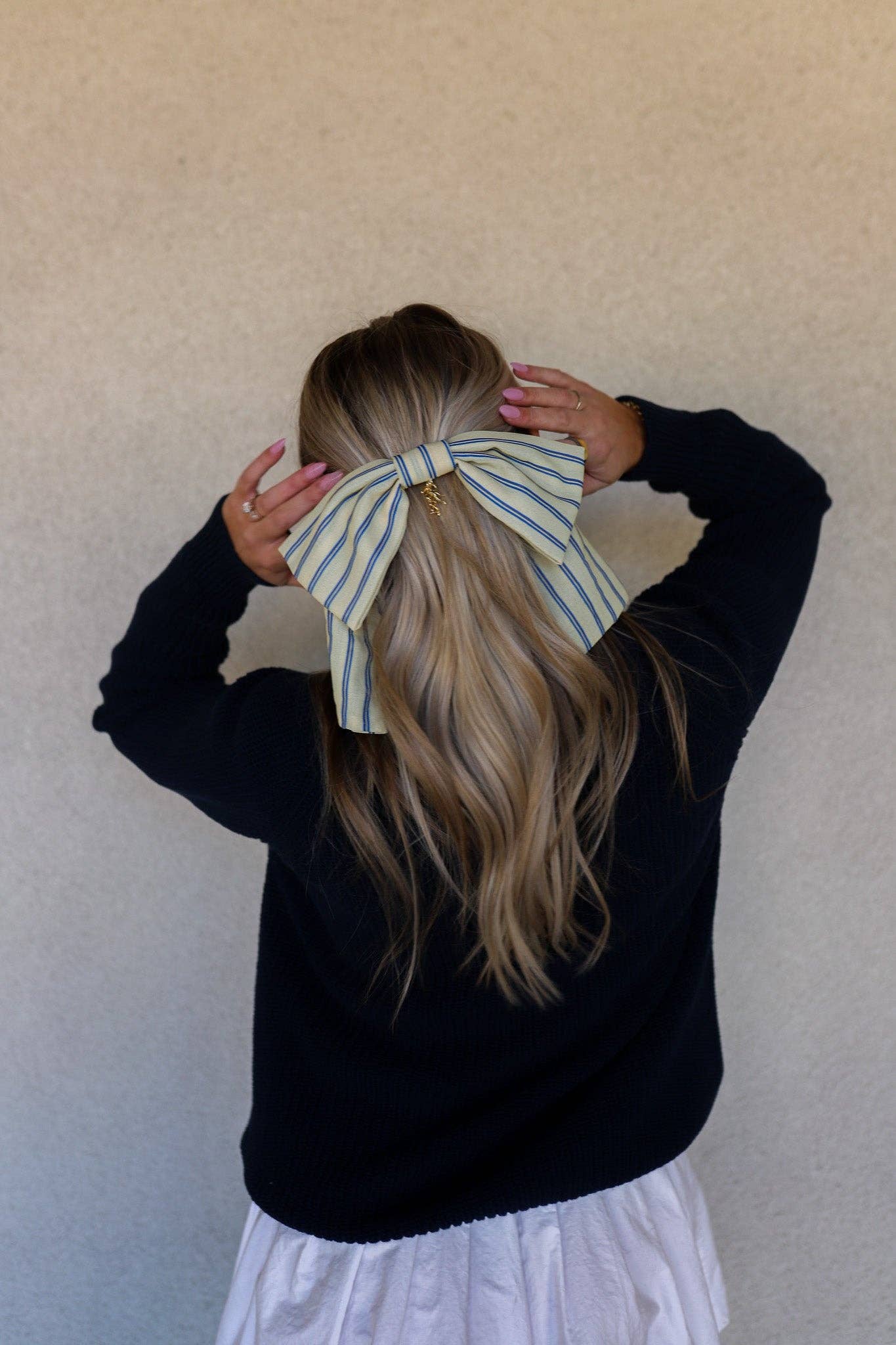 University Stripe Bow Barrette