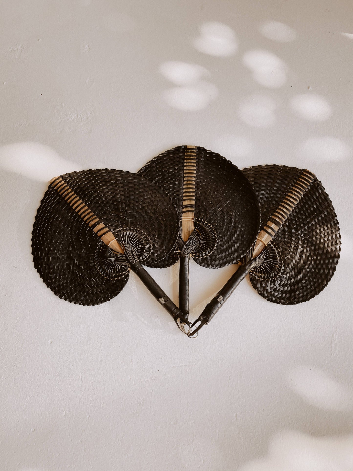 Woven Paradisio Fan in Black: Small