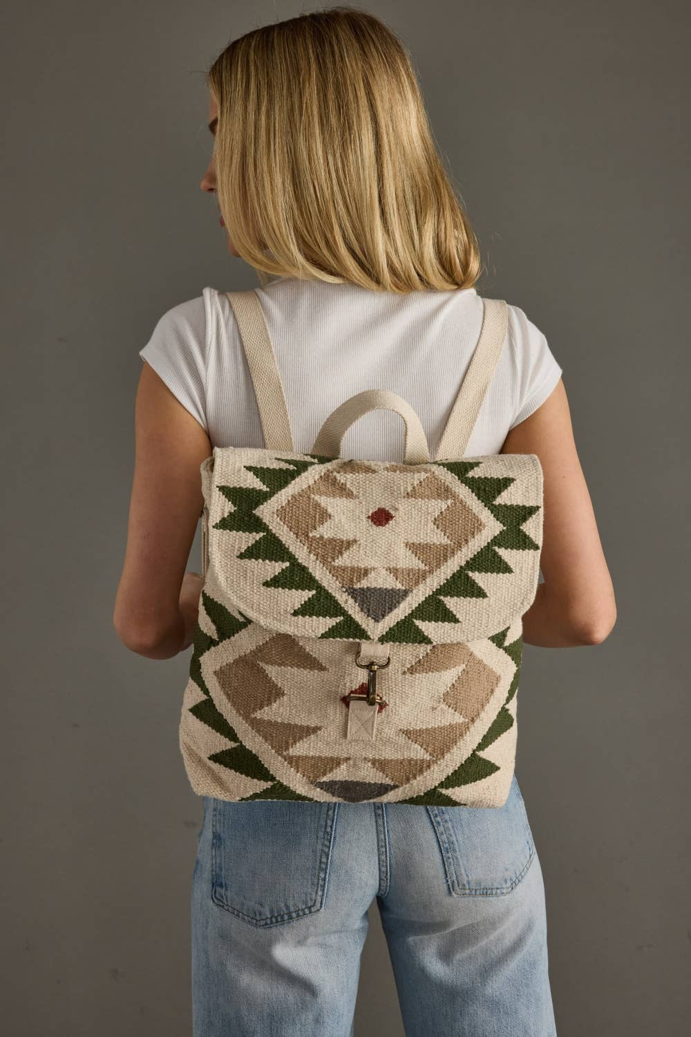 Woven Wool & Cotton Backpack - Tricolor