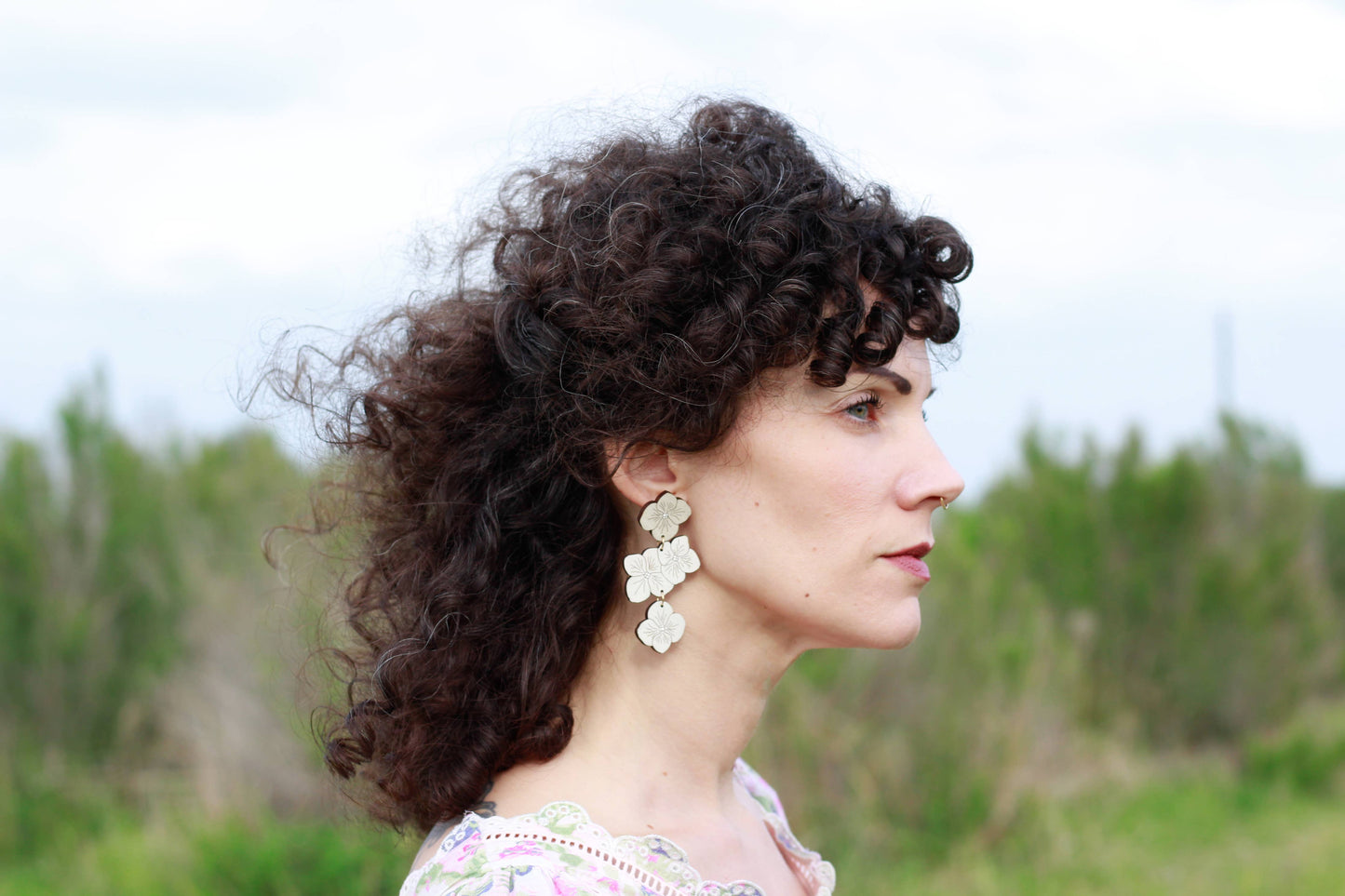 Hydrangea Statement Earrings - White