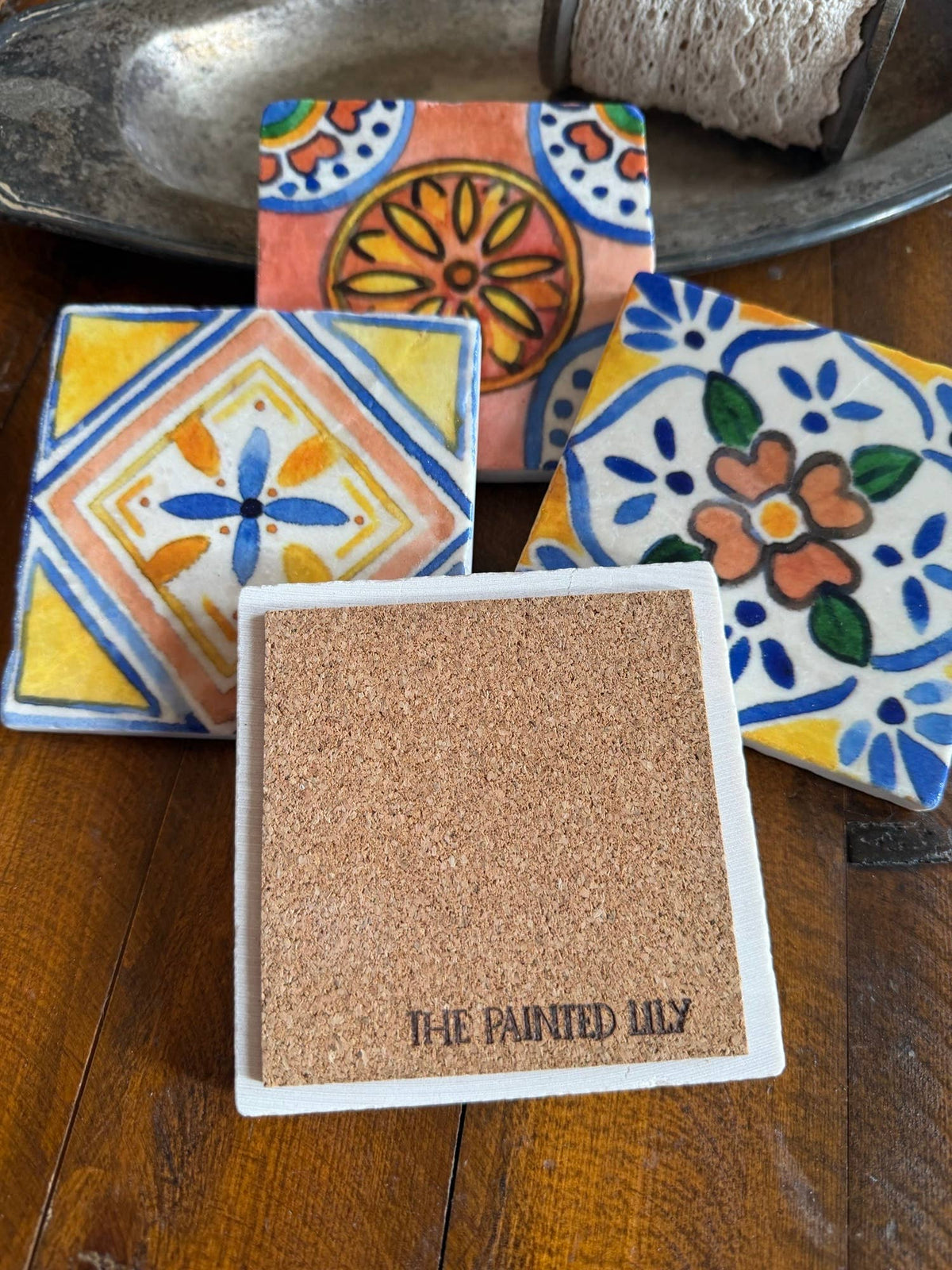 Watercolor Talavera stone coasters