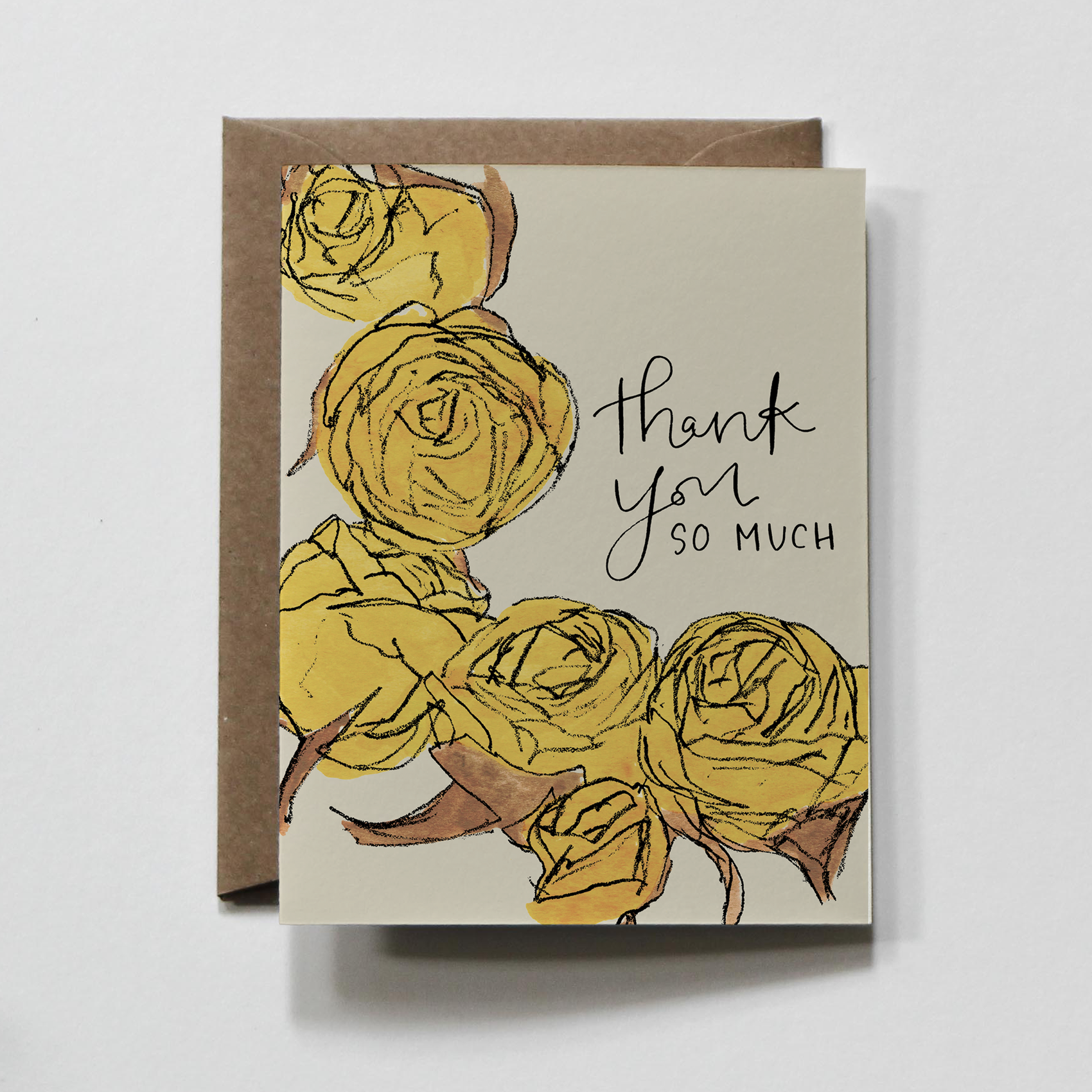 Scrawl Floral | Thank You So Much Grateful Greeting Card