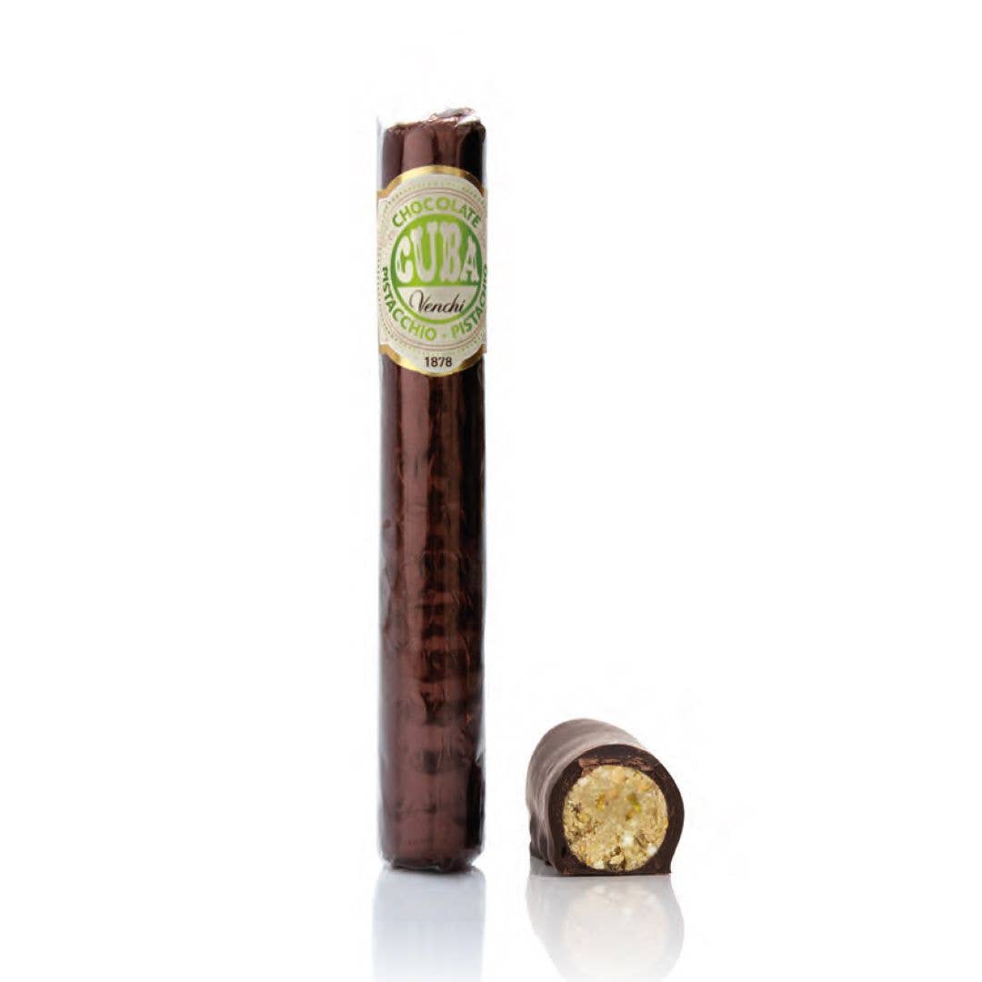 Pistachio Dark Chocolate Cigar - Italian Gourmet Chocolate