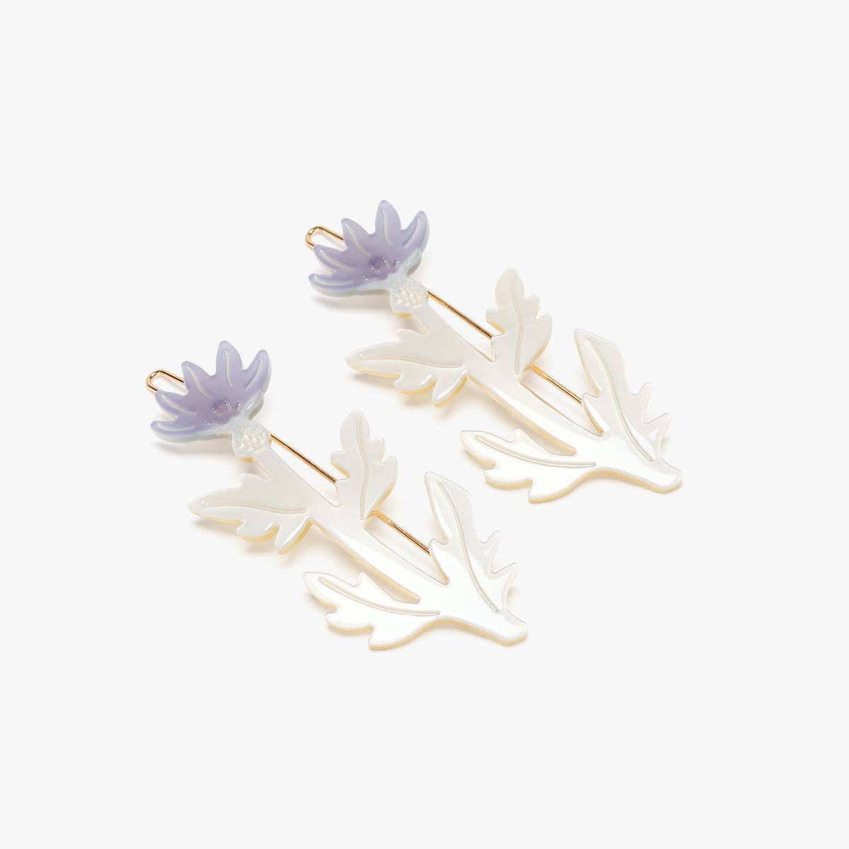 Thistle Purple Flower Acetate Hair Clip Barrette Set