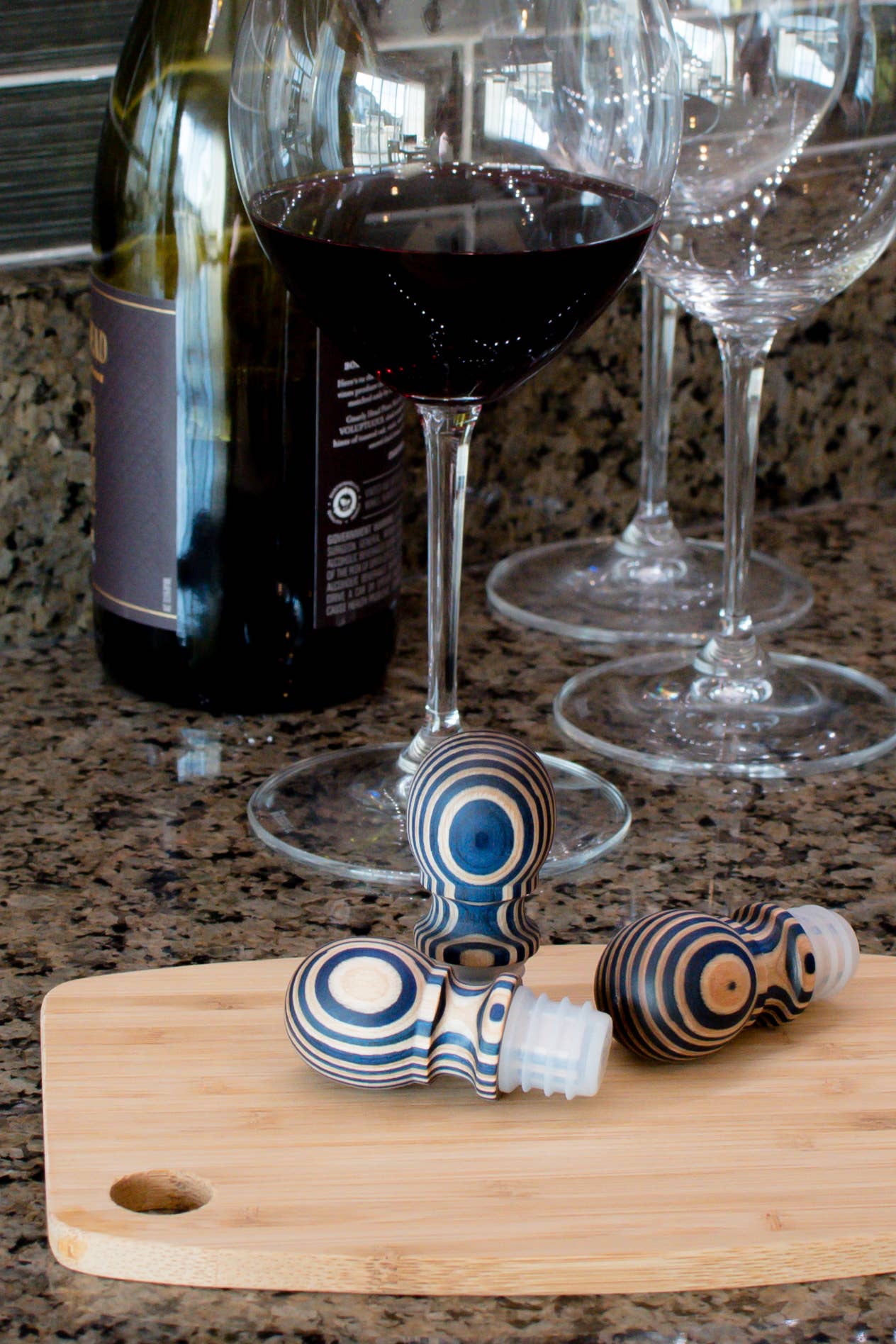 3" Blue Pakka Bottle Stopper - Carded
