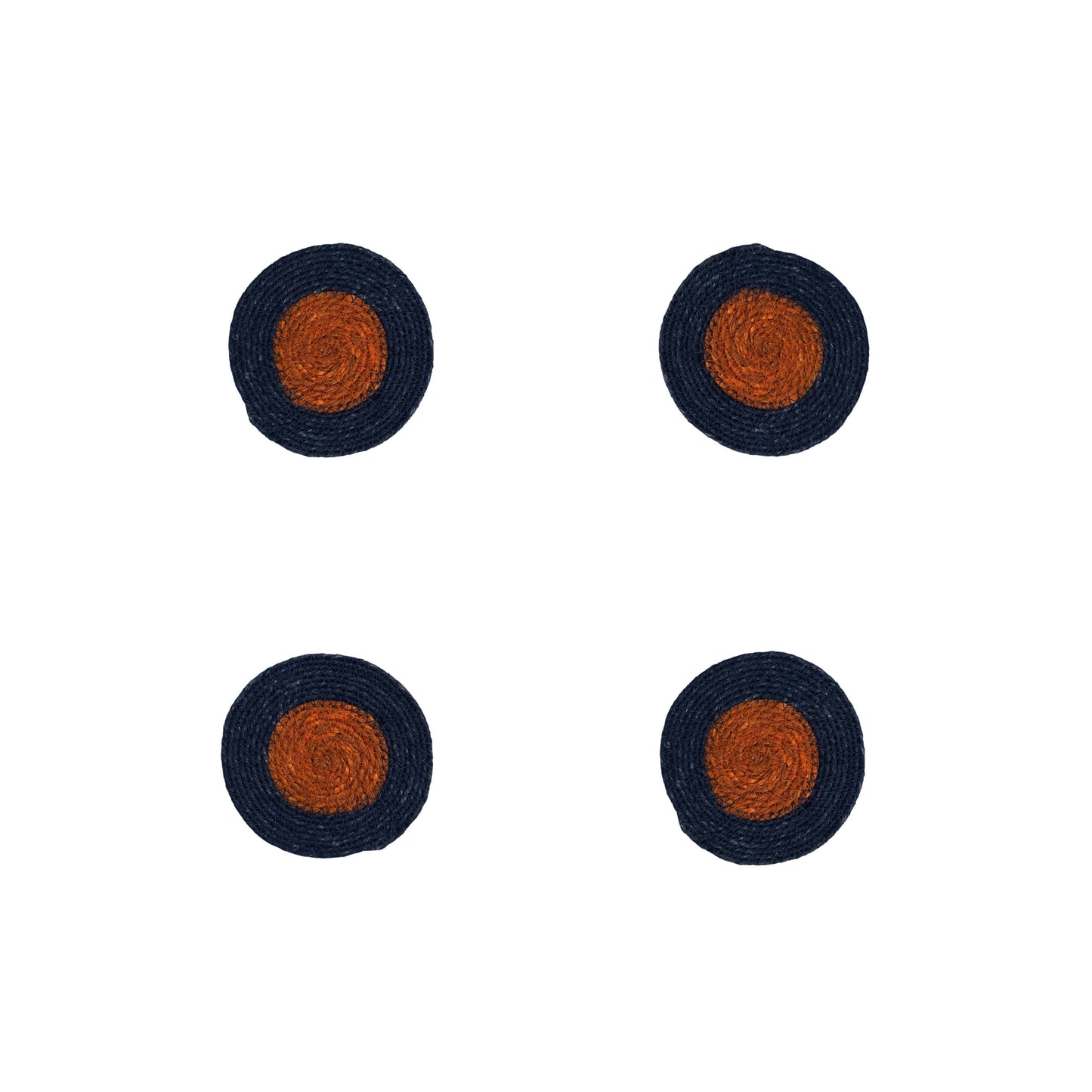 BRITISH COLOUR STANDARD Seagrass Coaster, 4.5" D - Midnight Blue / Rust