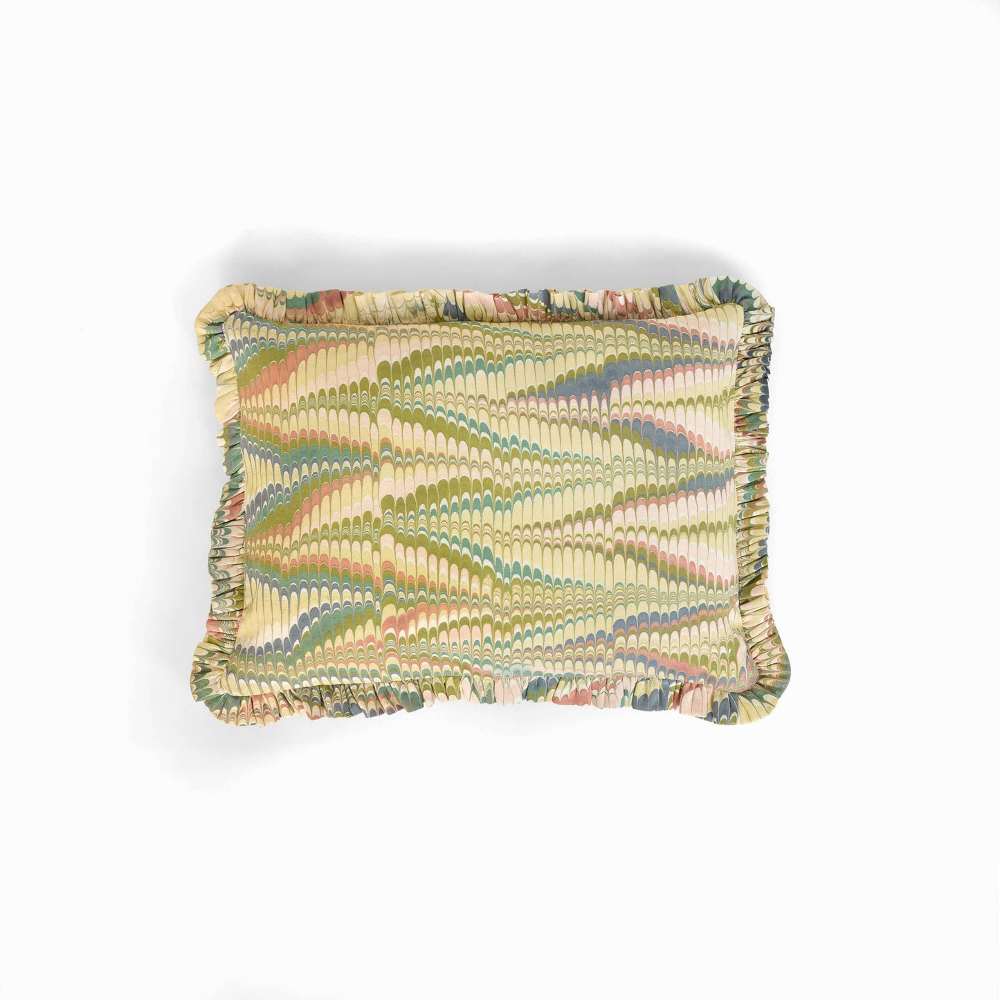 Moss Mountain Block Printed Ruffle Pillow