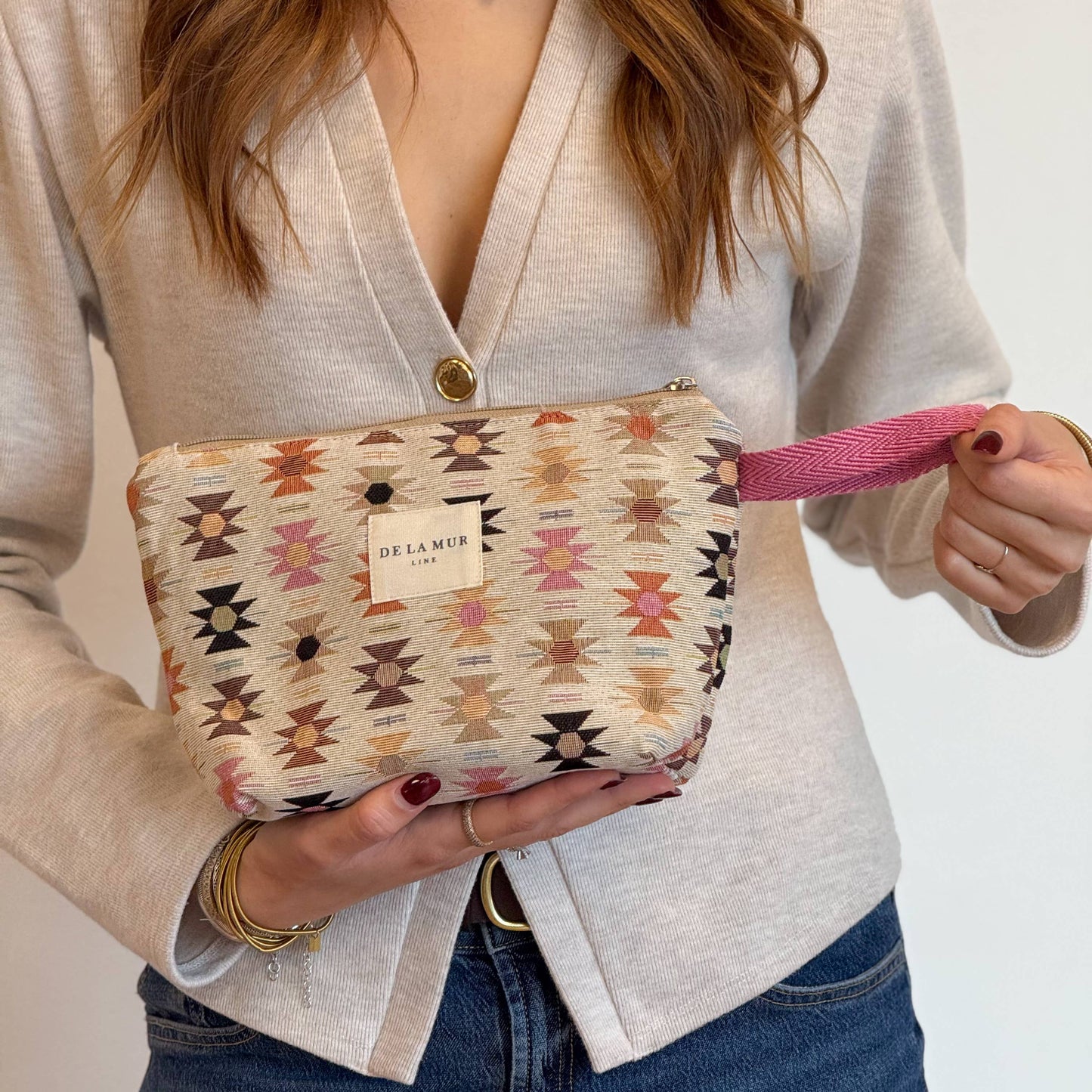 Large Makeup Bag in Spring Geo