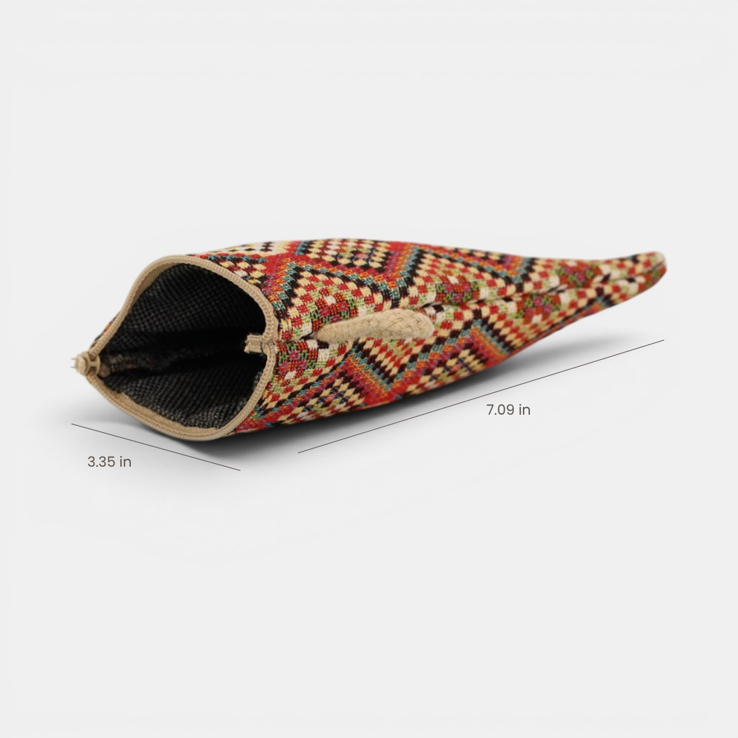 Geometric Jacquard Glasses Case – Red Multicolor (Otto)