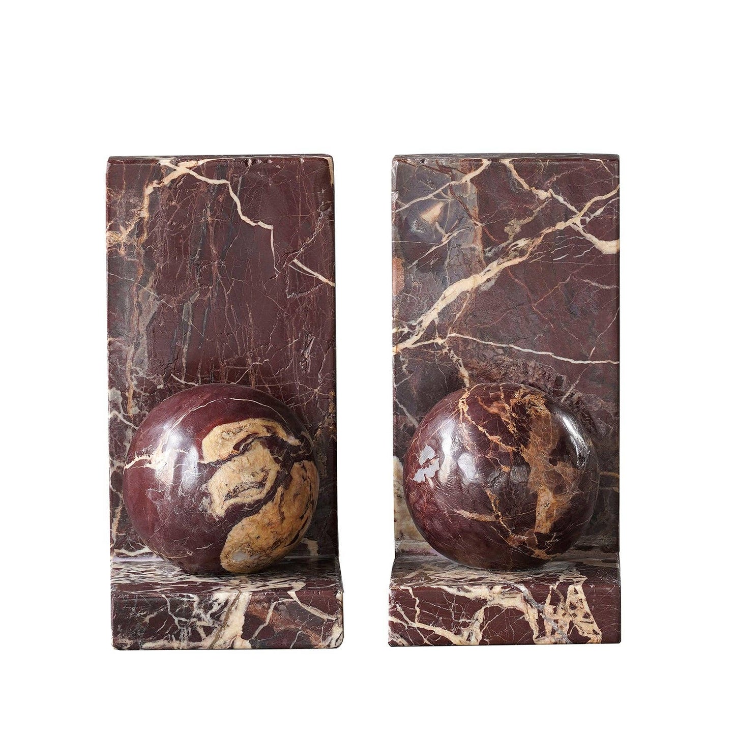 Rosso Levanto Sphere Bookend, Pair