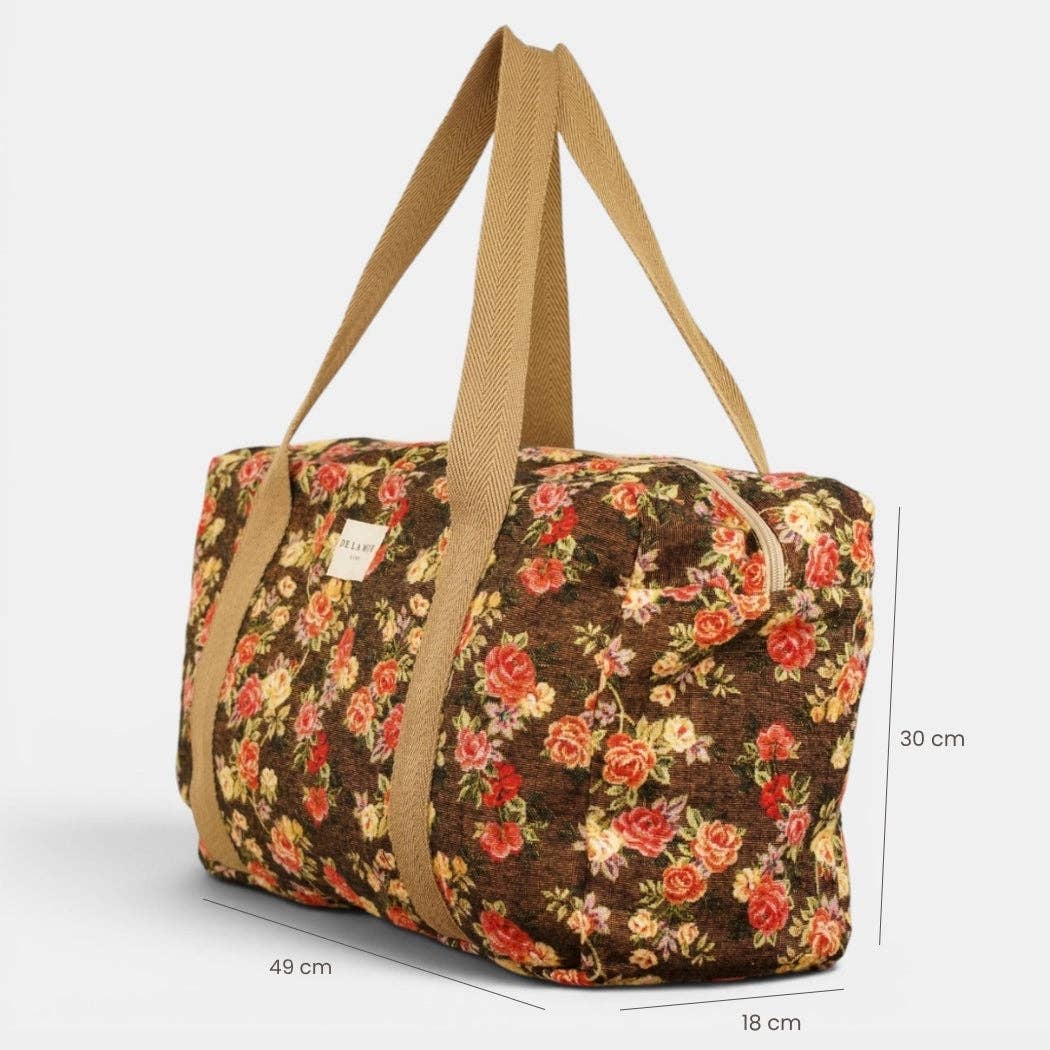 Floral Jacquard Sports Bag – Brown & Red (Pepi)