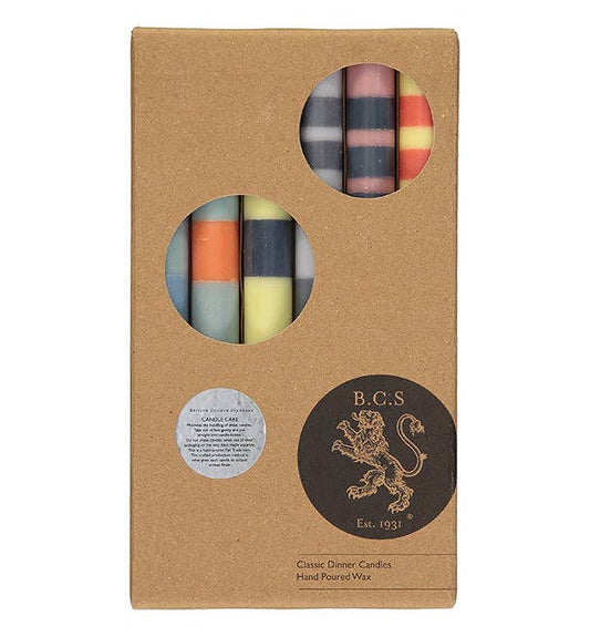 British Colour Standard Dinner Candles - Stripes Mix