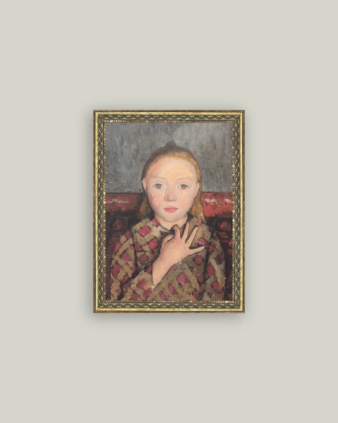 Young Girl Portrait Framed Antique Art