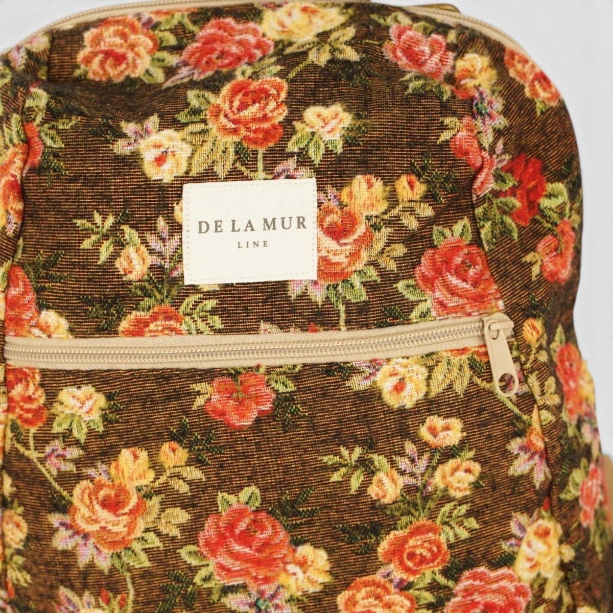Floral Jacquard Small Backpack – Brown & Red (Pepi)