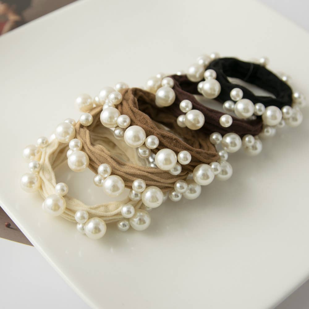 Textured Seamless Pearl Hair Ties (Set of 5)