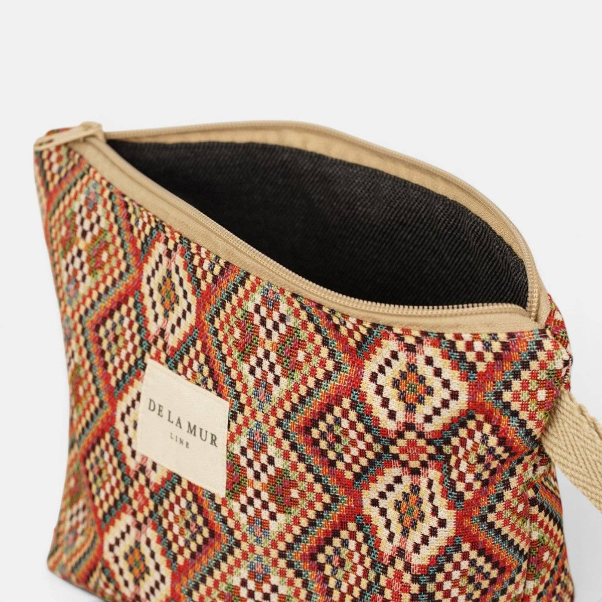 Geometric Jacquard Large Makeup Bag – Red Multicolor (Otto)