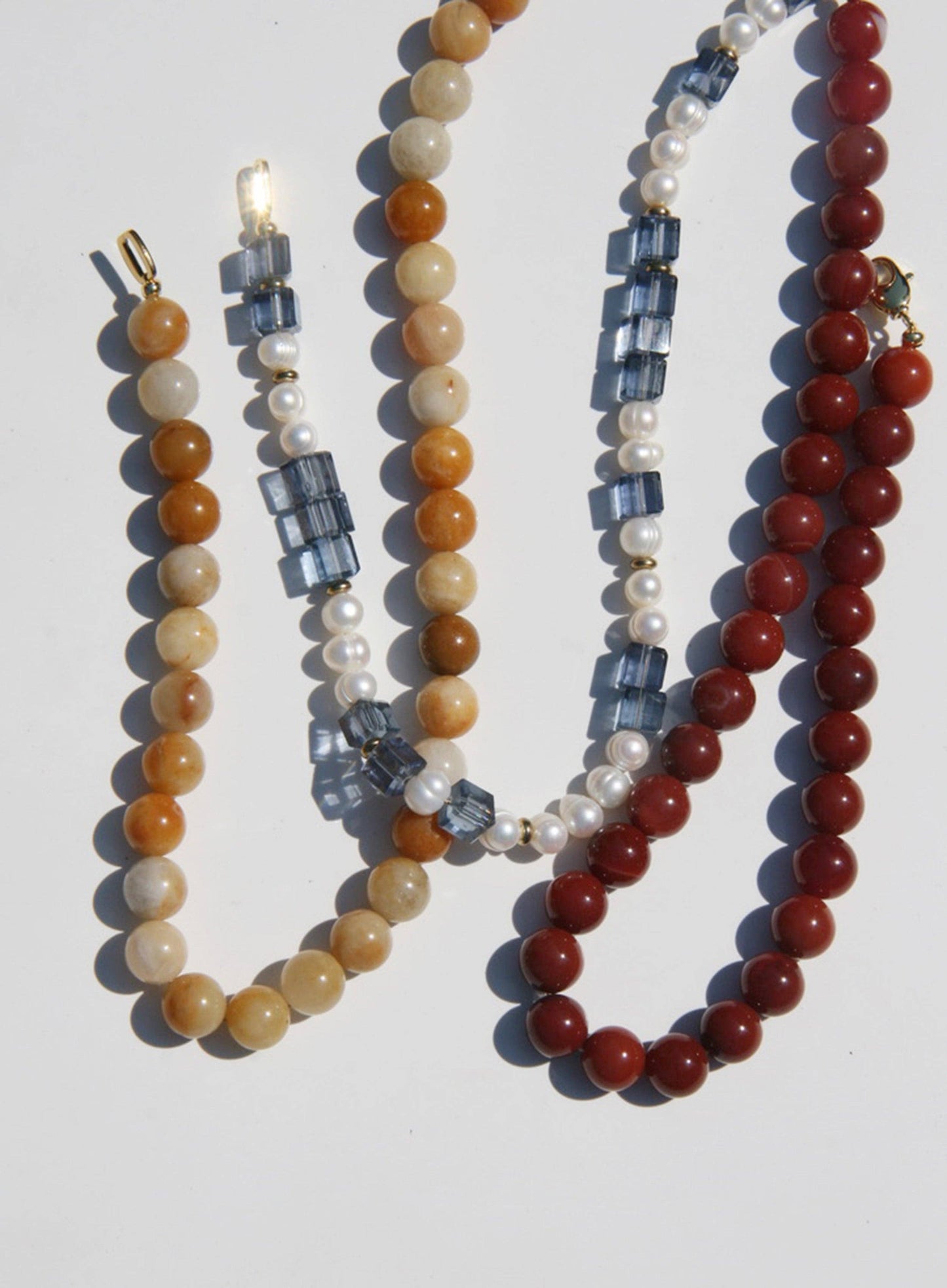 Caramel Yellow Topaz Beaded Necklace: 18"
