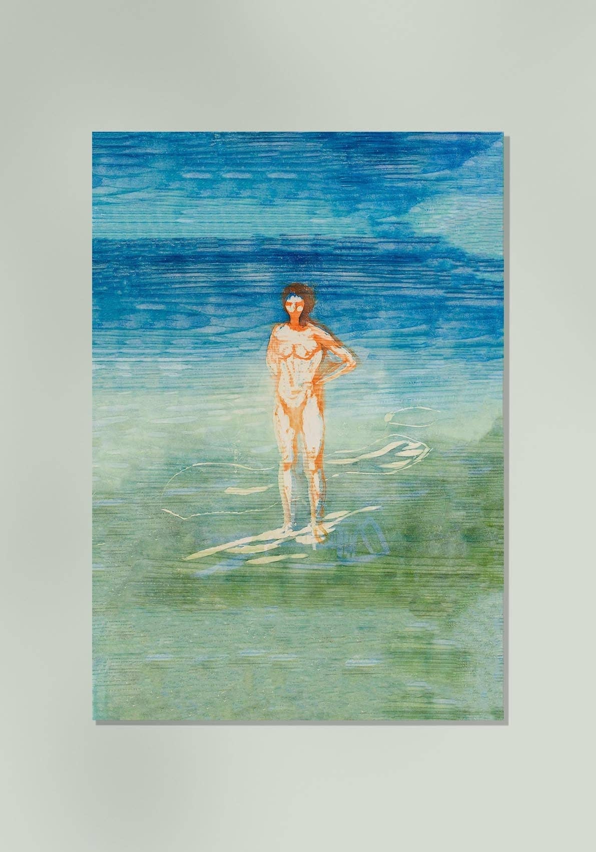Edvard Munch Man Bathing Art Poster: 5x7 Inches