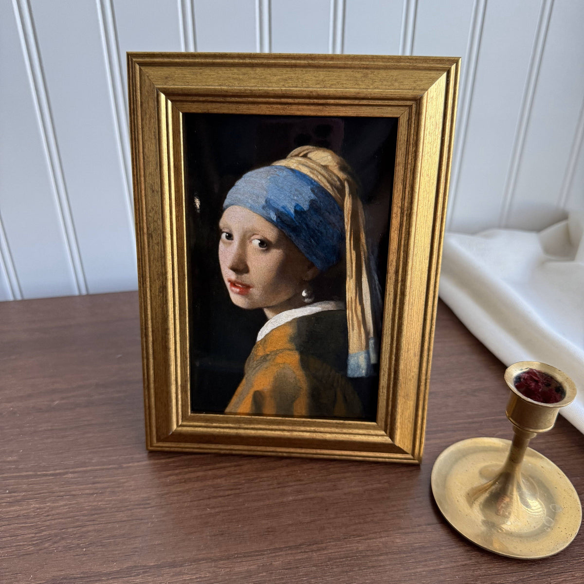 Vintage Style Girl With The Pearl Earring Art Print Framed