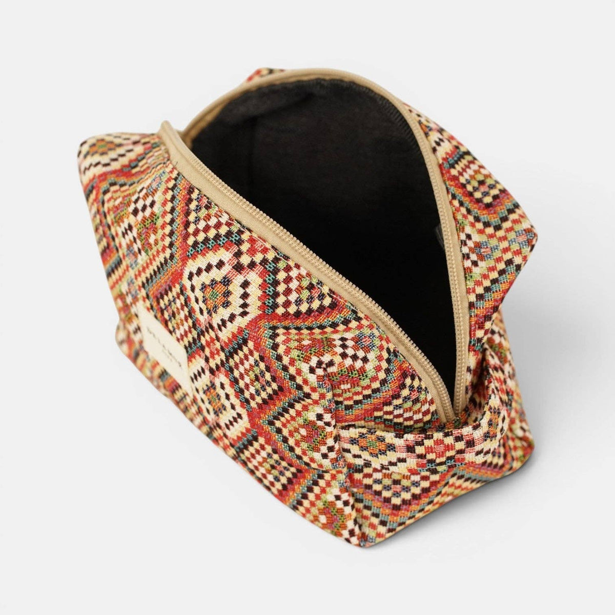Geometric Jacquard Squared Makeup Bag – Red Multicolor (Otto)