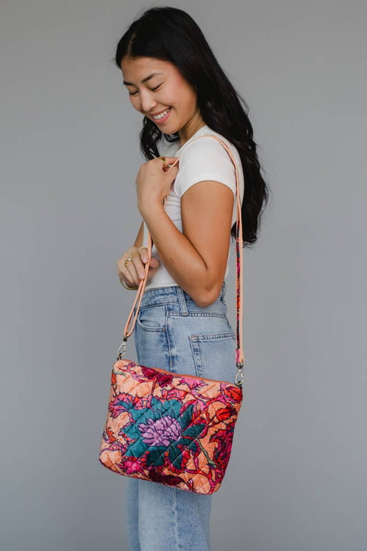 Velvet Floral Crossbody - Sherbet