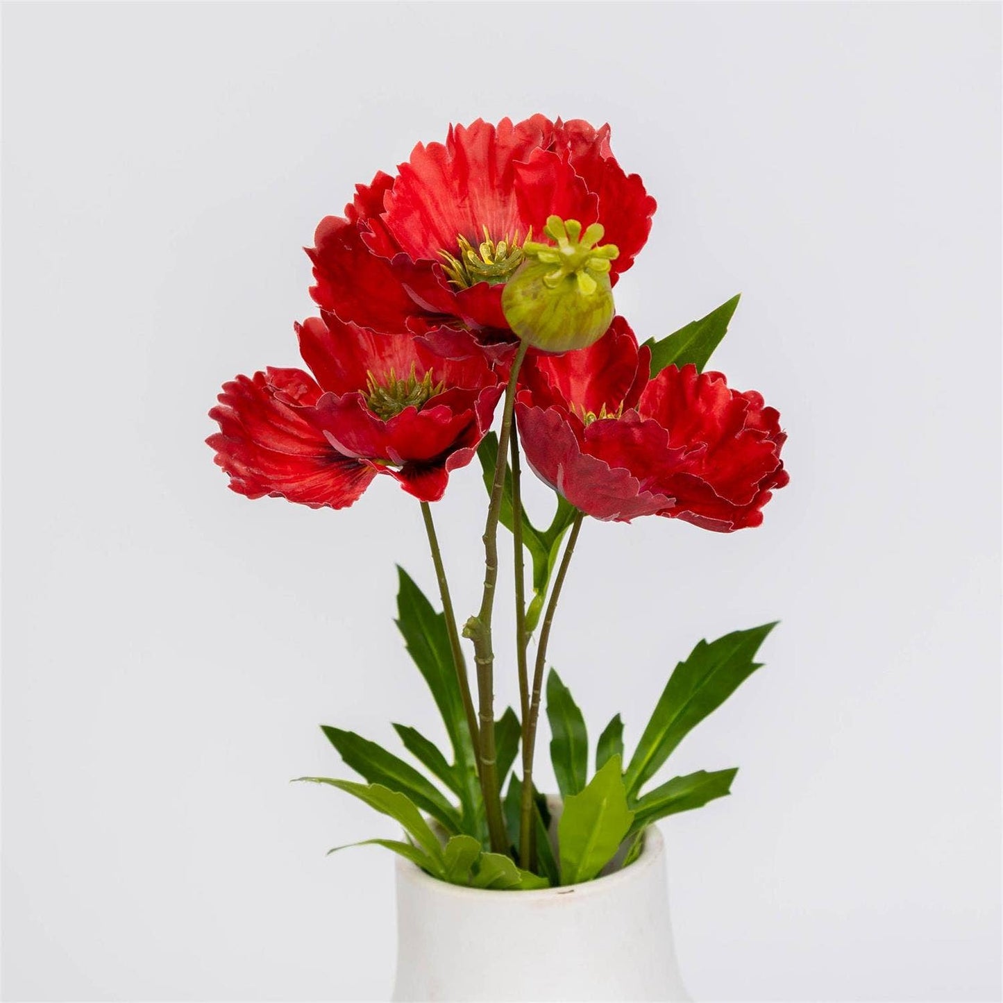 Red Poppy Faux Flower Stem