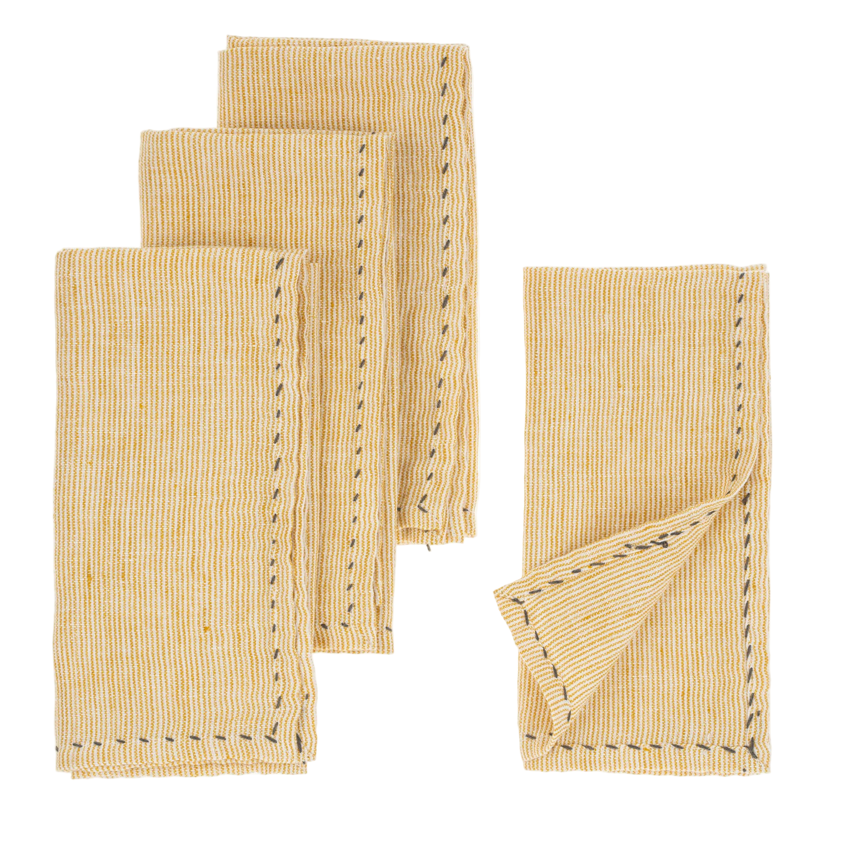 Linen Pinstripe Napkins - Yellow
