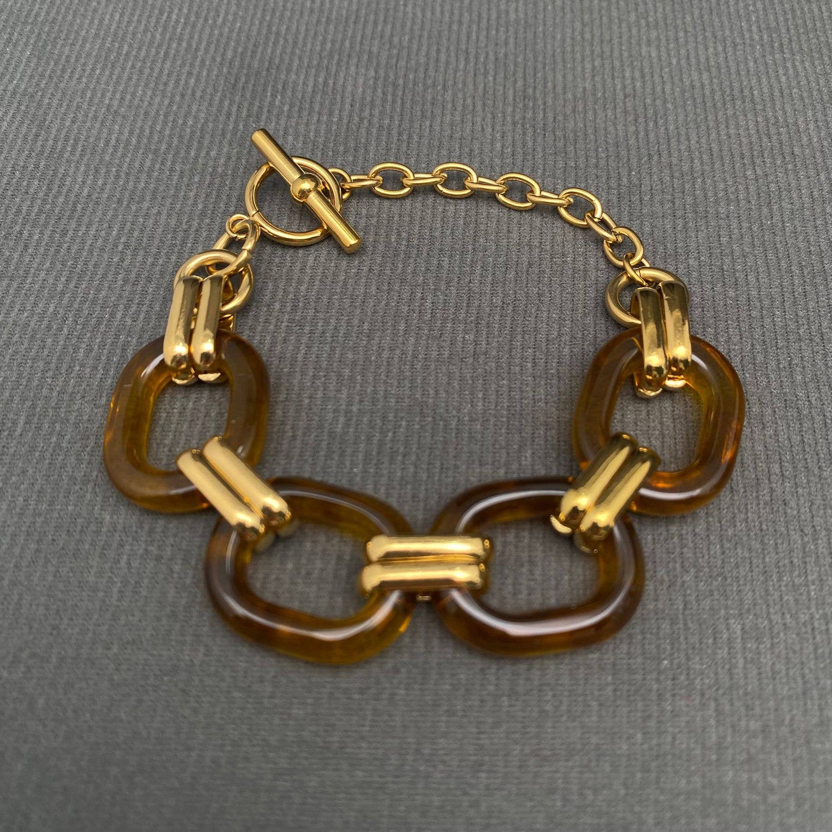 18K Gold Plated Stainless Steel Acetate Linked Bracelet - FGS