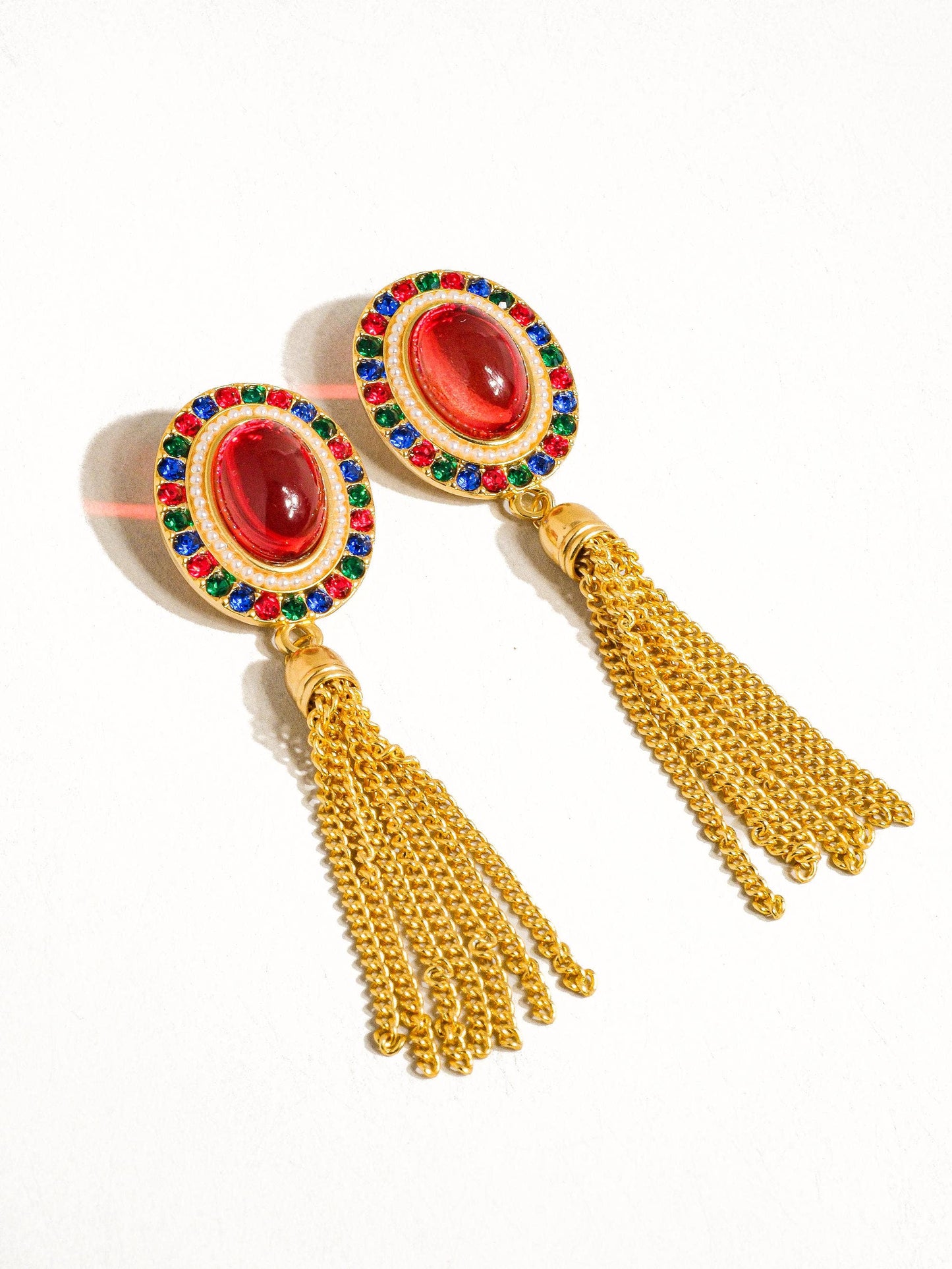 Fleur Gold Dressy Tassel Earring: Blue