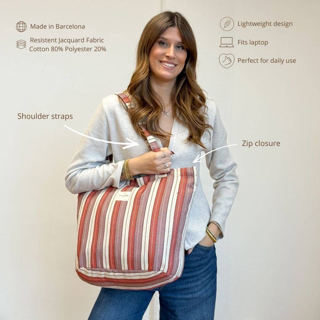 Zippered Tote in Summer Stripe - Large