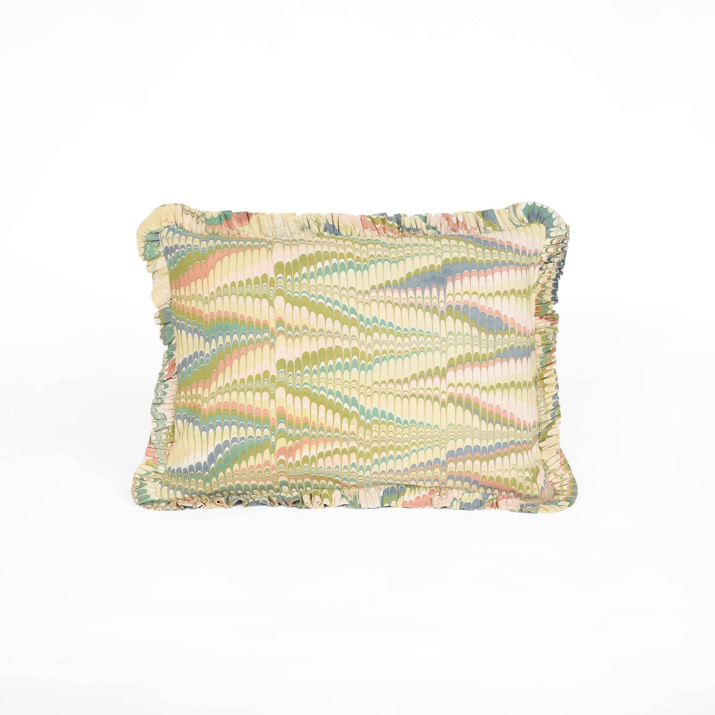 Moss Mountain Block Printed Ruffle Pillow